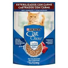 Alimento húmedo cat chow pouch x 85 gr adulto esterilizados carne
