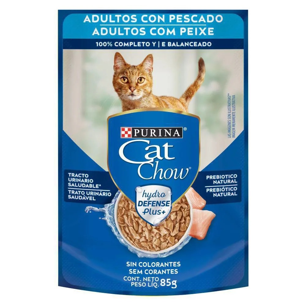 Alimento húmedo cat chow pouch x 85 gr adulto pescado