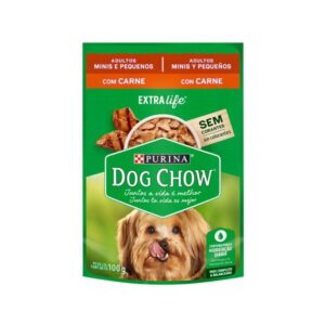 Alimento húmedo dog chow pouch x 100 gr carne minis y pequeños adultos