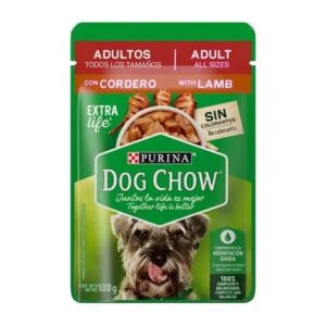 Alimento húmedo dog chow pouch x 100 gr cordero todos los tamaños adultos