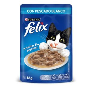 Alimento húmedo felix pouch x 85 gr pescado blanco
