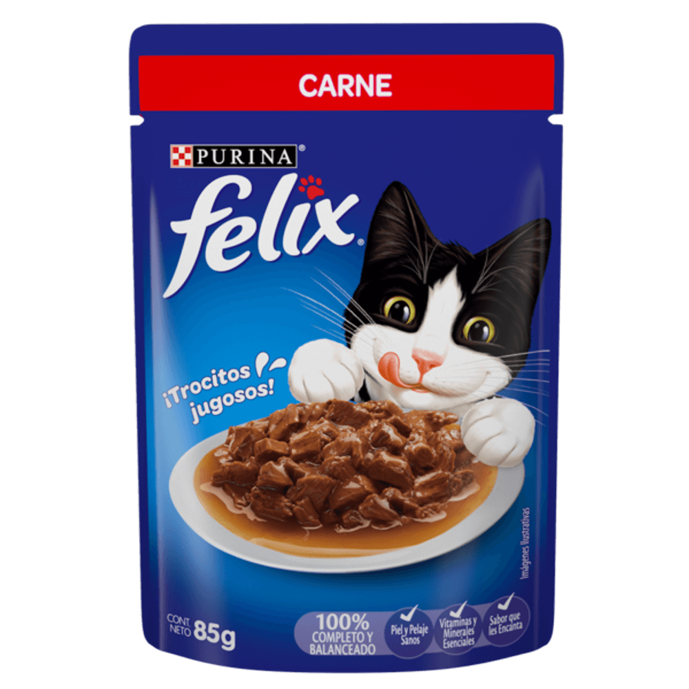 Alimento húmedo felix pouch x 85 gr carne adulto