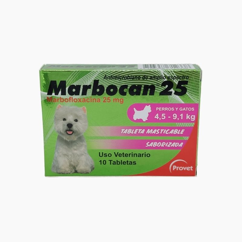 Marbocan x 25 perros y gatos - 4,5 a 9,1 kg sobre x 10 und