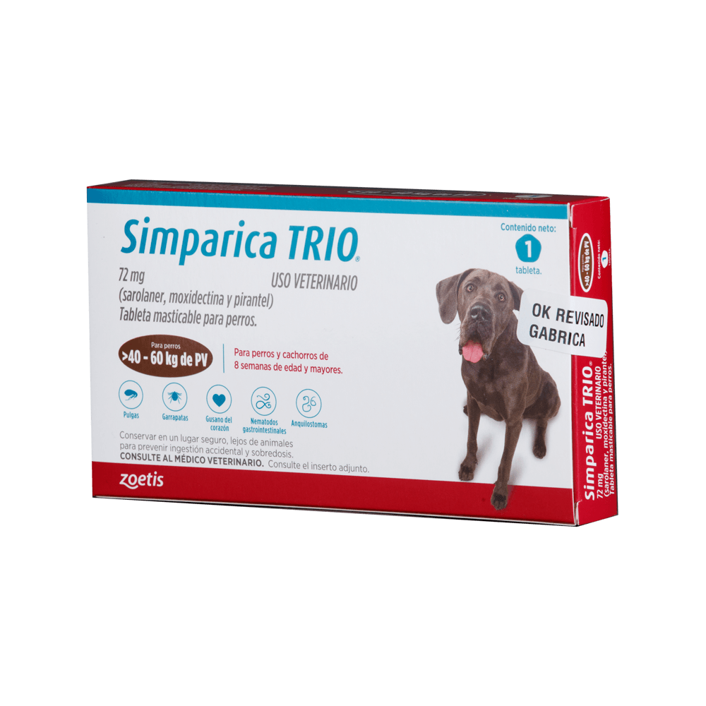 Simparica Trio Caja x 1 Tab. (40 a 60kg) Cafe