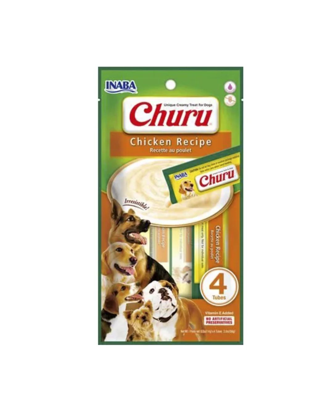 Dog churu chicken recipe bolsa x 4 und (Verde/Naranja)