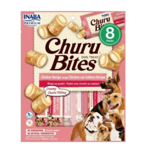 Churu bites for dog chicken recipe wraps chicken with salmon recipe / bolsa 8 und x 12 gr (Rosado)