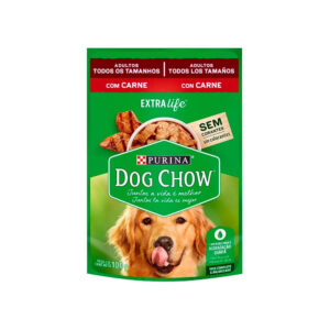 Alimento húmedo dogchow pouch x 100 gr adulto todos los tamaños con carne